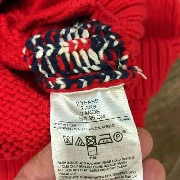 GAP Christmas shawl neck cardigan sweater toddler size 2 years red deer design - Picture 12 of 12